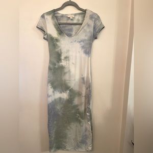 Cute white, green and blue tie dye dress
